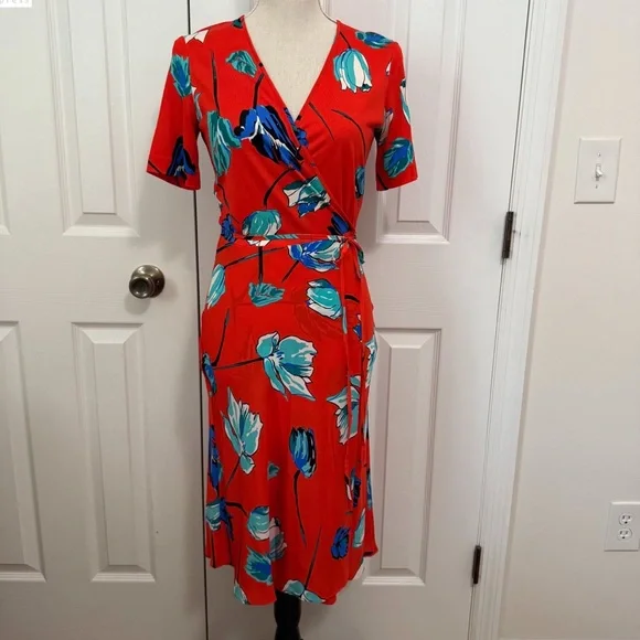 open lace back dress DIANE VON FURSTENBERG 2000S LADYBUG WRAP DRESS